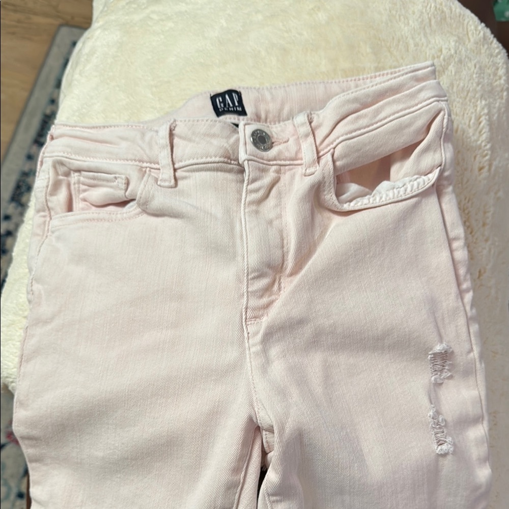 GAP Girl’s skinny distressed light pink jeans
